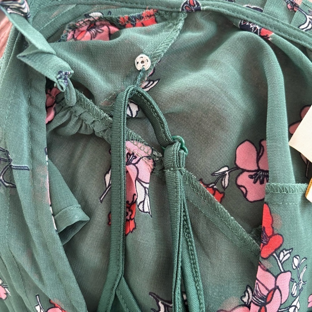 Modcloth « Oh Say Can Museum » Green Butterfly Floral Print A Line Dress Size M - Picture 11 of 13